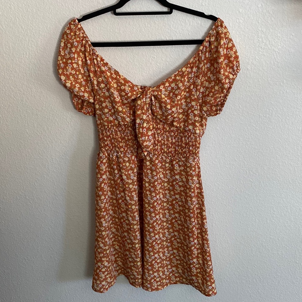 Orange Floral Mini Dress